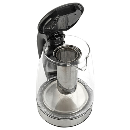 1.8L Electric Glass Kettle 2000W LED Light Fast Boil – UK Plug