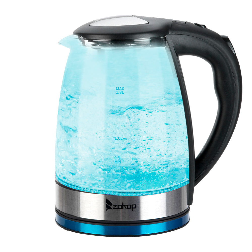 1.8L Electric Glass Kettle 2000W LED Light Fast Boil – UK Plug