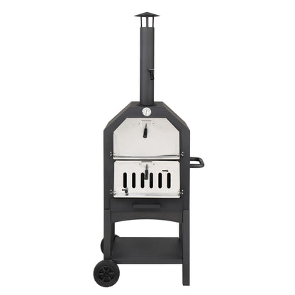 Outdoor Wood Fired Pizza Oven with Stone, Grill Rack & Peel – Portable
