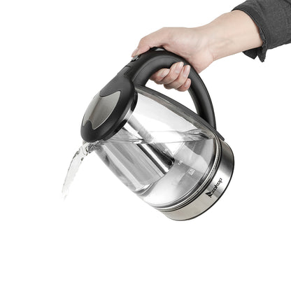 1.8L Electric Glass Kettle 2000W LED Light Fast Boil – UK Plug