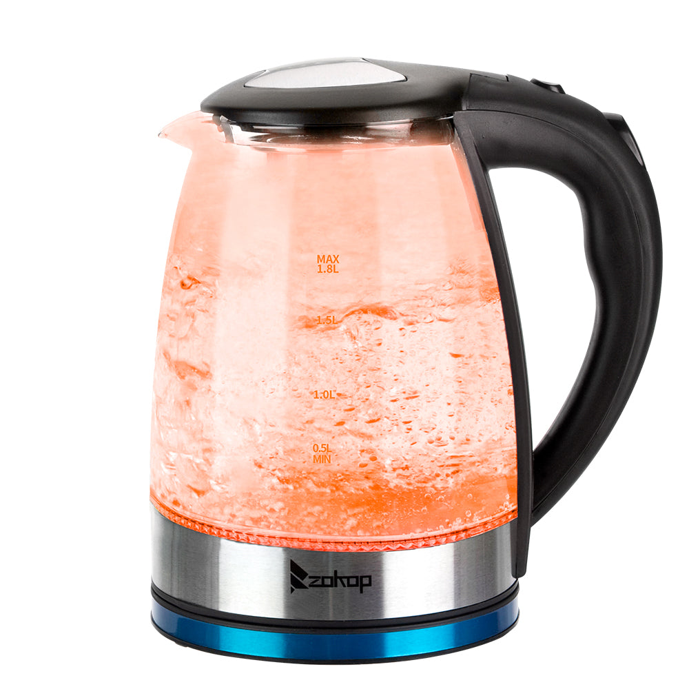 1.8L Electric Glass Kettle 2000W LED Light Fast Boil – UK Plug