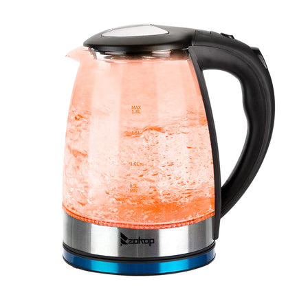 1.8L Electric Glass Kettle 2000W LED Light Fast Boil – UK Plug
