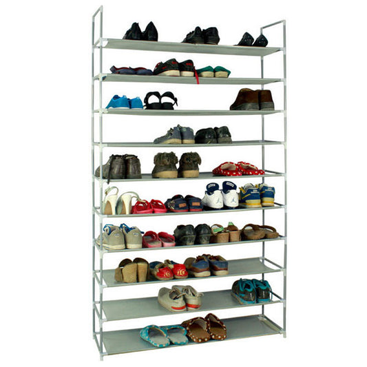 100cm Extra Large 10-Layer Shoe Rack – Compact Hallway Storage Gray