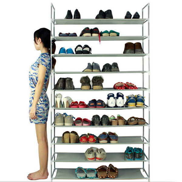 100cm Extra Large 10-Layer Shoe Rack – Compact Hallway Storage Gray