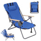 4-Position Folding Beach Chair with Backpack Straps – Pink, Cup Holder