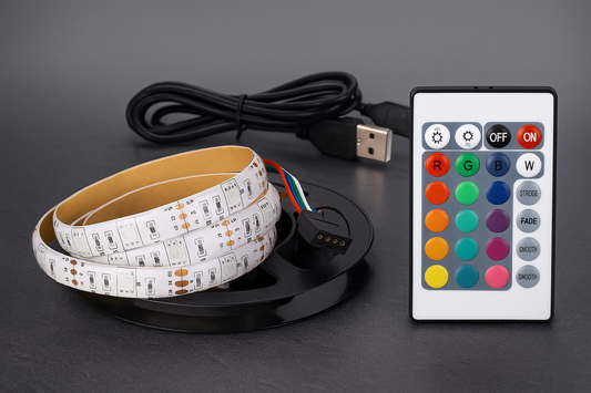 2M RGB LED Strip Lights with USB – Color Changing Light Tape for TV Backlight, Ceiling, Outdoor Use + Remote Control
