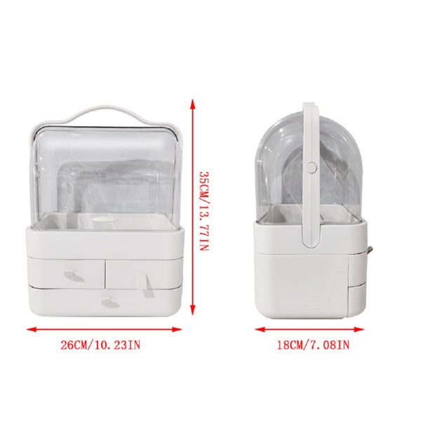 Cosmetic Organizer Box with Lid – Waterproof Makeup Storage, 3 Tiers