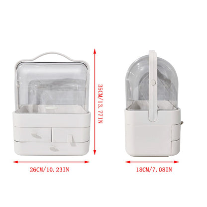 Cosmetic Organizer Box with Lid – Waterproof Makeup Storage, 3 Tiers