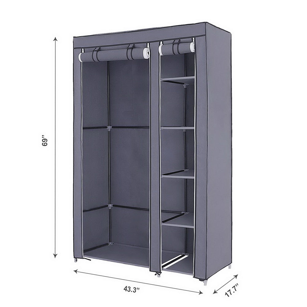 Portable Wardrobe for Small Bedrooms – 67” Fabric Closet with Shelves