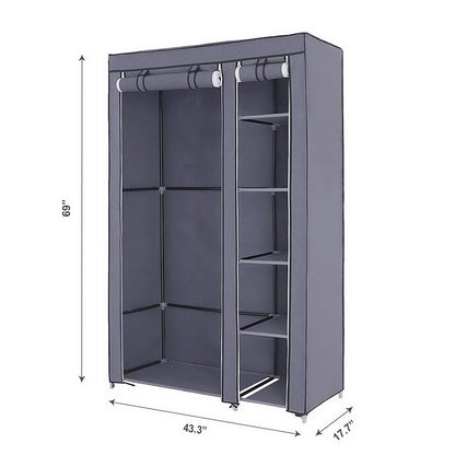 Portable Wardrobe for Small Bedrooms – 67” Fabric Closet with Shelves