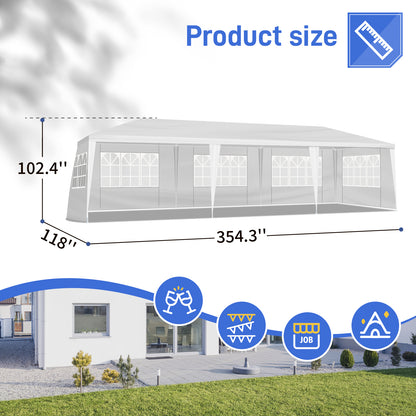 Heavy Duty 3x9m 5-Sided Pergola with Iron Frame & PE Cloth Roof – Outdoor Spiral Pipe Gazebo for Garden, Patio, Events