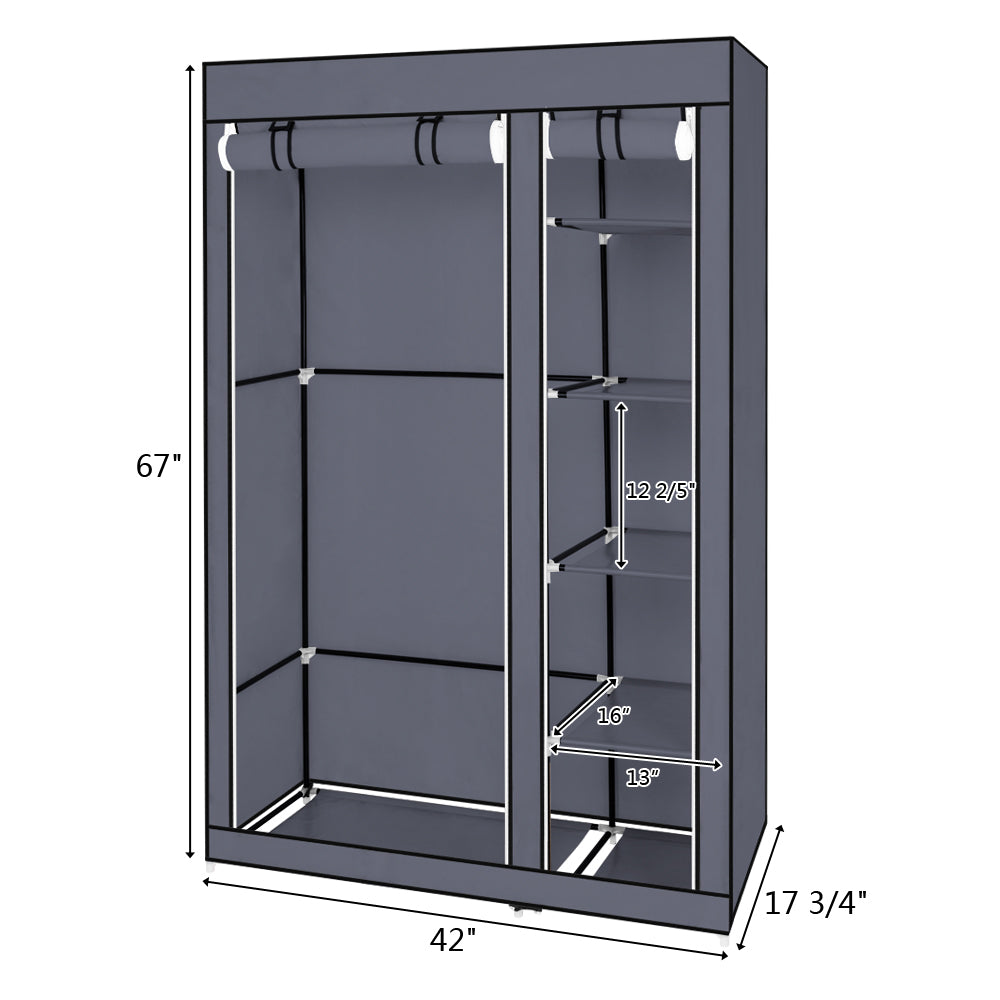 Portable Wardrobe for Small Bedrooms – 67” Fabric Closet with Shelves