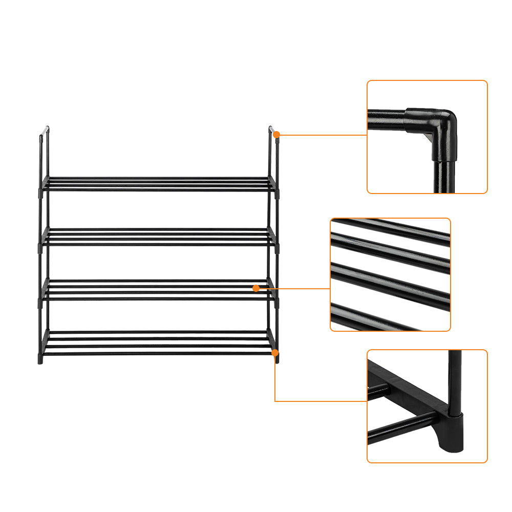 4-Tier Stackable Shoe Rack – Entryway Organizer Shelf for Hallway