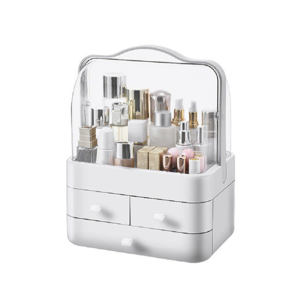 Cosmetic Organizer Box with Lid – Waterproof Makeup Storage, 3 Tiers