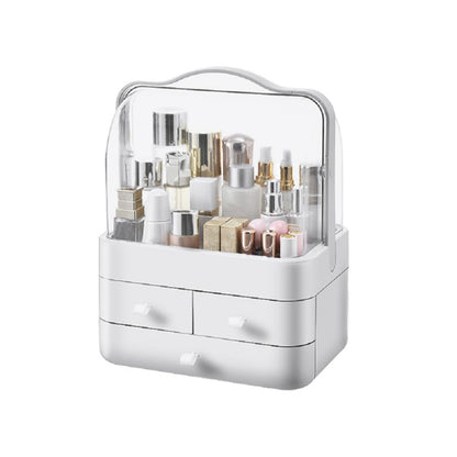 Cosmetic Organizer Box with Lid – Waterproof Makeup Storage, 3 Tiers
