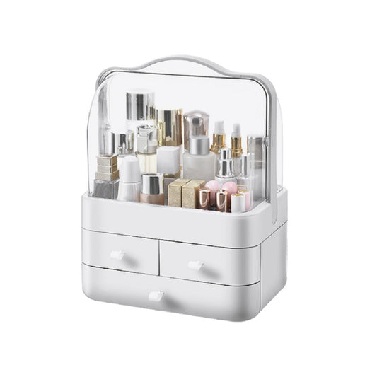 Cosmetic Organizer Box with Lid – Waterproof Makeup Storage, 3 Tiers